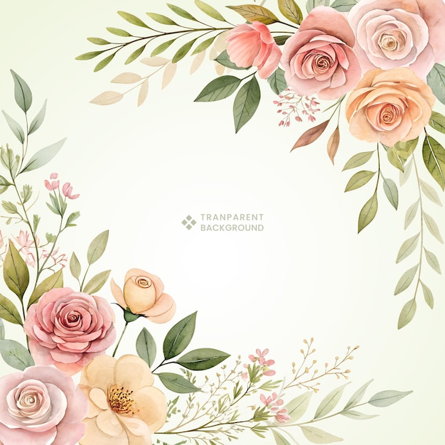 Aquarela Rosas florais arranjo de canto desenho de clipart botânico pintado à mão