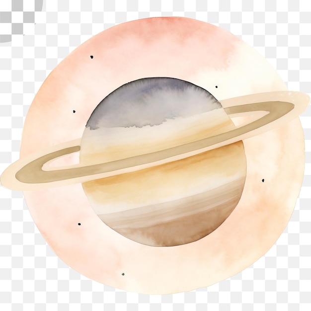 PSD aquarela de saturno sobre un fondo transparente