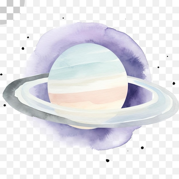 PSD aquarela de saturno sobre un fondo transparente