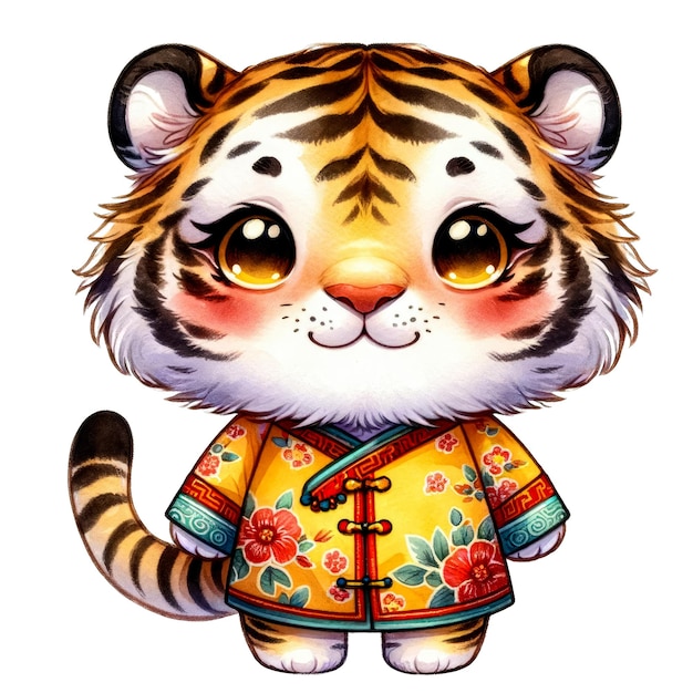 PSD aquarela el tigre lindo el zodiaco chino