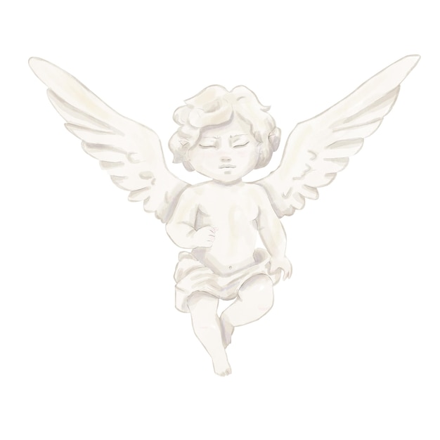 Aquarell Angel Love Cupid Junge Statue mit Flügeln Antike Nostalgie Vintage Clipart
