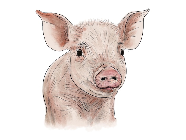 Aquarell-Bild von einem Schwein