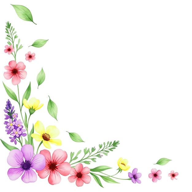 Aquarell-Blumen-Ecke-Arrangement