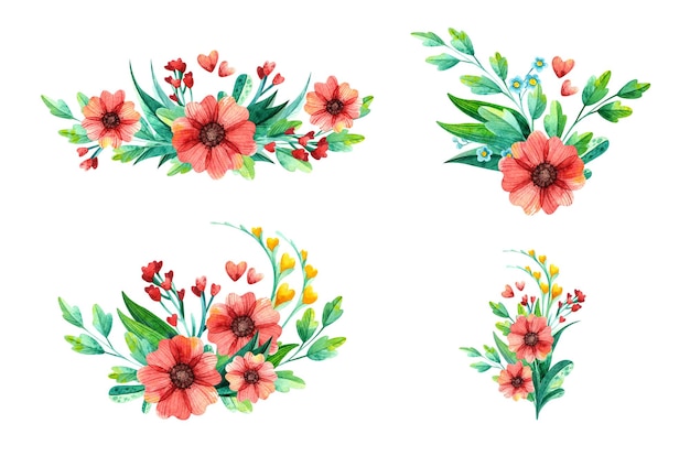 Aquarell-Blumenarrangements-Illustration