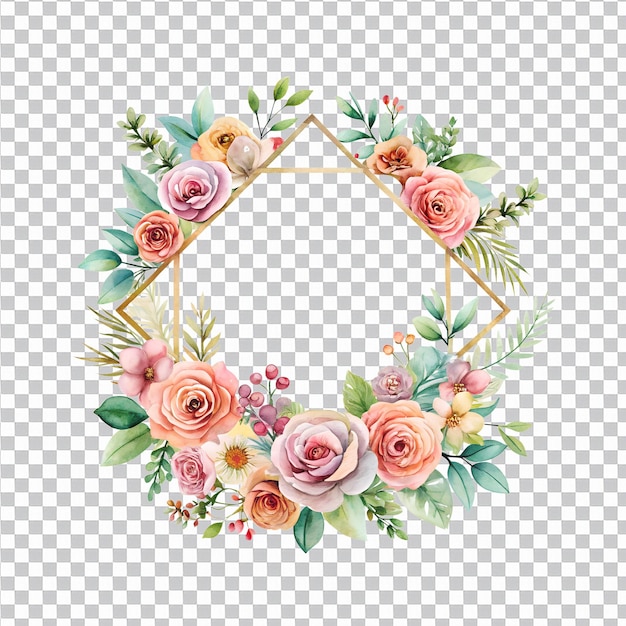 Aquarell Blumenrahmen Hochzeitsinvitation isoliert auf einem transparenten Hintergrund png psd