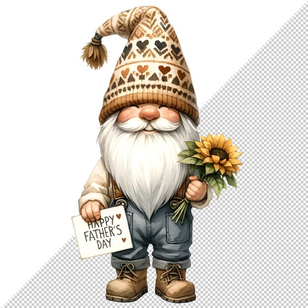 PSD aquarell-clipart-illustration für den vatertag von gnome