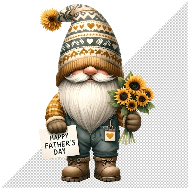 Aquarell-Clipart-Illustration für den Vatertag von Gnome