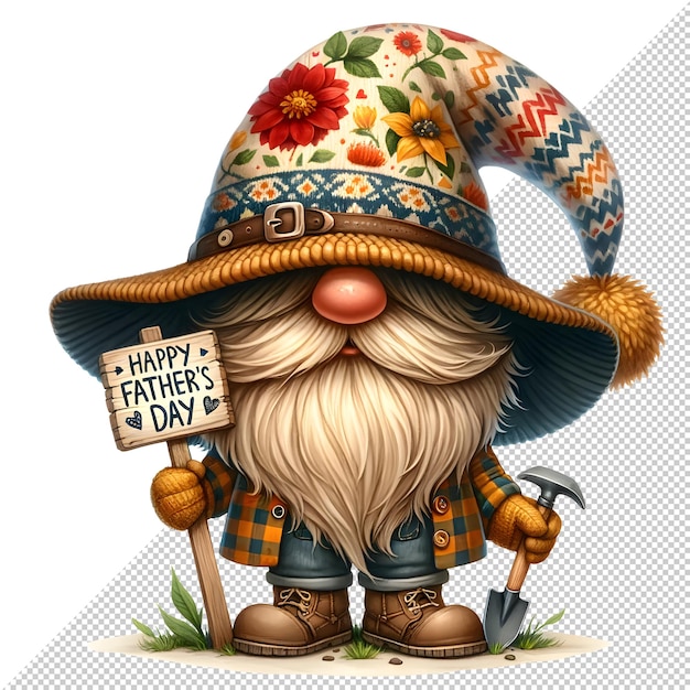PSD aquarell-clipart-illustration für den vatertag von gnome