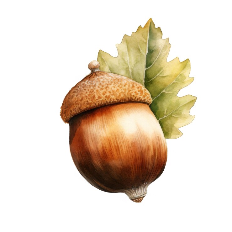 PSD aquarell eichel auf durchsichtigem hintergrund