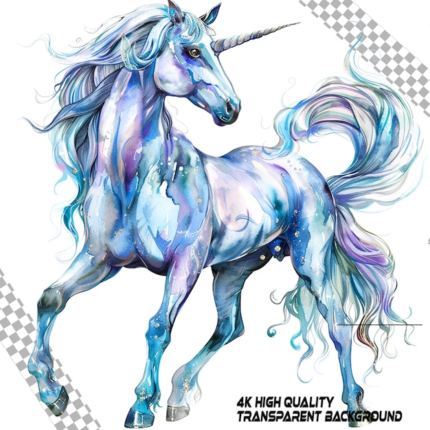 Aquarell einhorn clipart weißer hintergrund auf durchsichtigem hintergrund