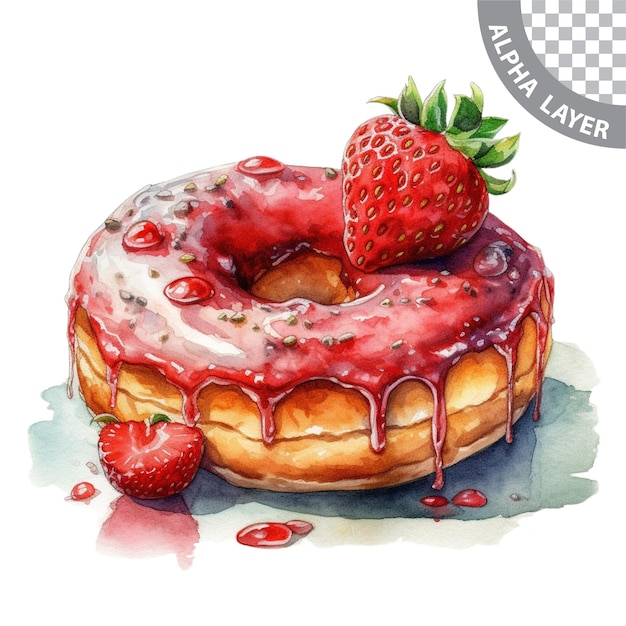 Aquarell-erdbeer-donut