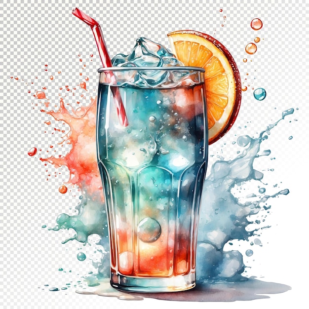 PSD aquarell-fizzy soda pop-illustration mit durchsichtigem hintergrund psd