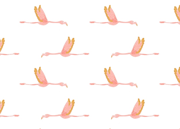 Aquarell-Flamingos im Flug - nahtloses Muster