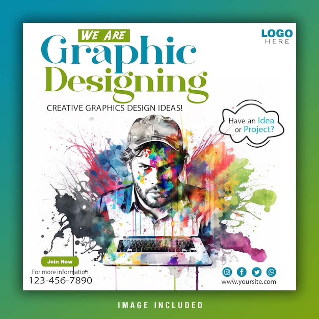 Aquarell-Foto- und Grafikdesign-Agentur für Social-Media-Beiträge