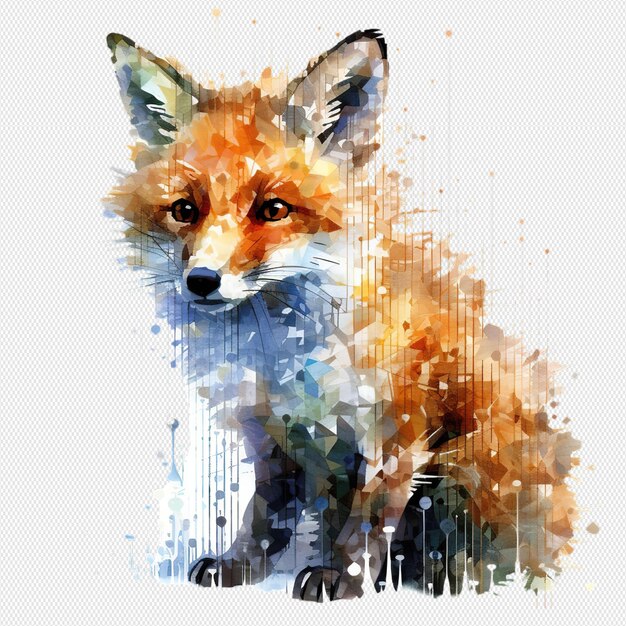 PSD aquarell-fuchs isoliert