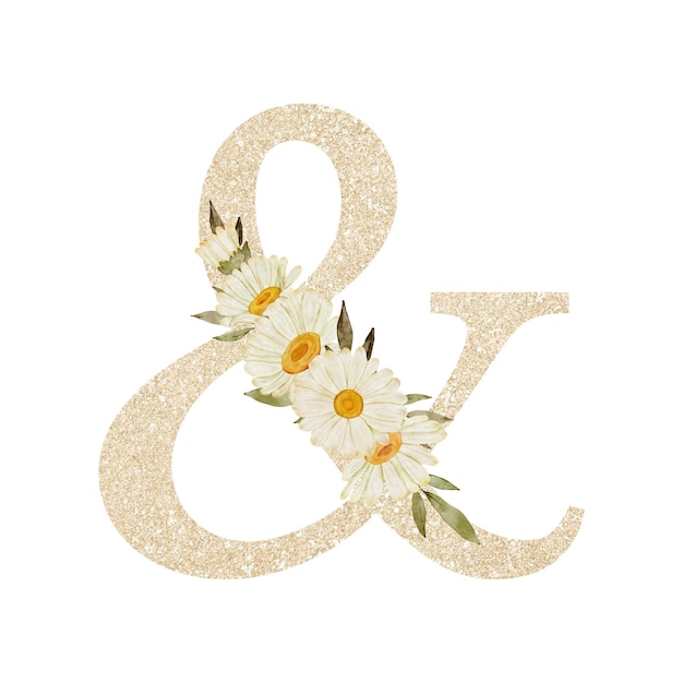 Aquarell-Gänseblümchen-Blumen-Alphabet