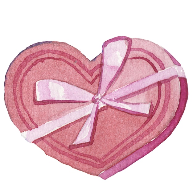 Aquarell gemalte Geschenkbox Handgezeichnetes Feiertagsgestaltungselement isoliert auf weißem Hintergrund