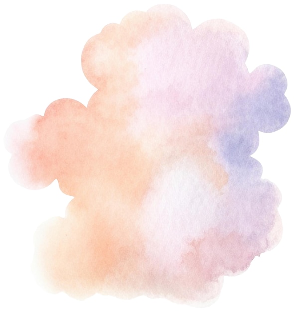 Aquarell gemalte wolke handgezeichnetes designelement isoliert auf durchsichtigem hintergrund