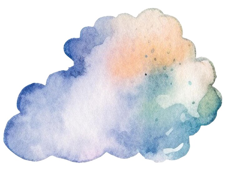 PSD aquarell gemalte wolke handgezeichnetes designelement isoliert auf durchsichtigem hintergrund
