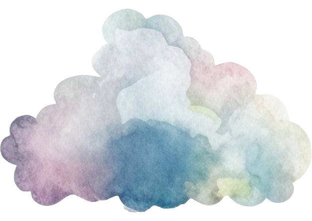 Aquarell gemalte Wolke Handgezeichnetes Designelement isoliert auf durchsichtigem Hintergrund