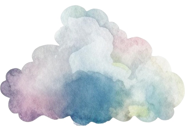 PSD aquarell gemalte wolke handgezeichnetes designelement isoliert auf durchsichtigem hintergrund