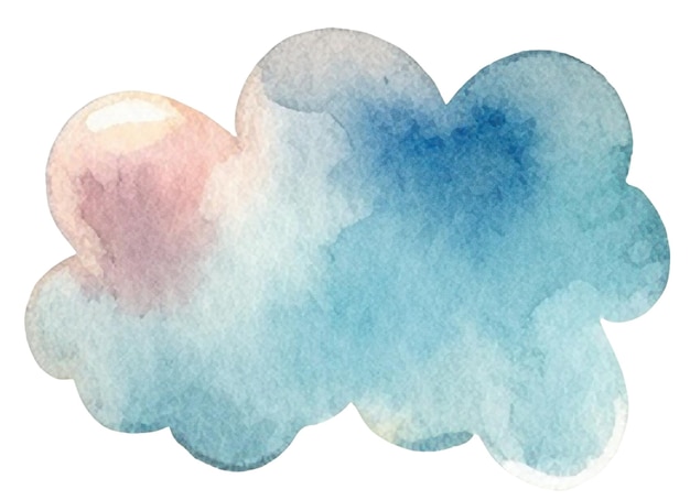Aquarell gemalte Wolke Handgezeichnetes Designelement isoliert auf durchsichtigem Hintergrund