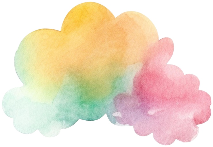 PSD aquarell gemalte wolke handgezeichnetes designelement isoliert auf durchsichtigem hintergrund