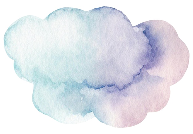 Aquarell gemalte Wolke Handgezeichnetes Designelement isoliert auf durchsichtigem Hintergrund