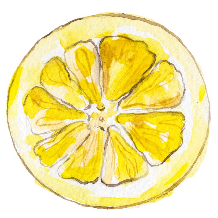 PSD aquarell gemalte zitrone handgezeichnete designelemente für frische lebensmittel isoliert auf weißem hintergrund