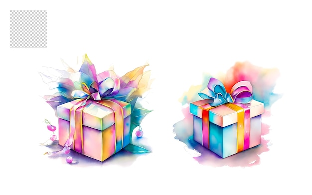 PSD aquarell geschenkbox clipart png