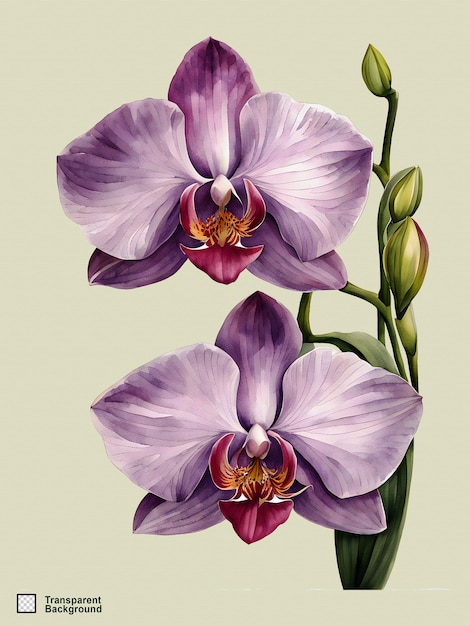 PSD aquarell-illustration mit orchideen