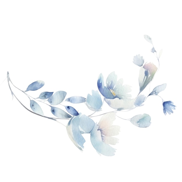 PSD aquarell-illustration von wildblumen, handgezeichneten blumen, die auf weißem hintergrund isoliert sind