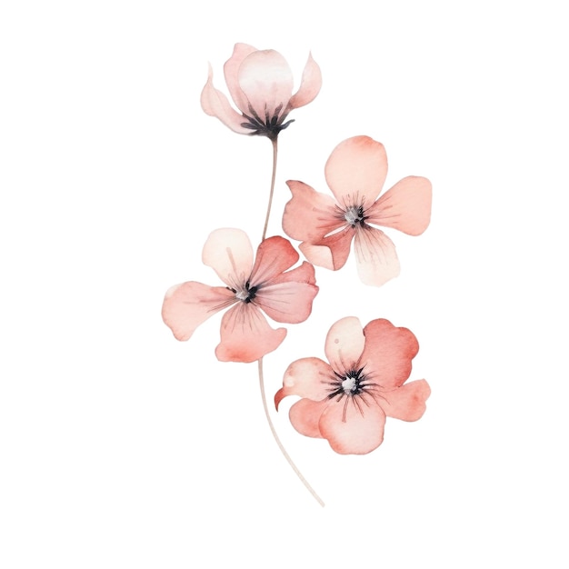 PSD aquarell-illustration von wildblumen, handgezeichneten blumen, die auf weißem hintergrund isoliert sind