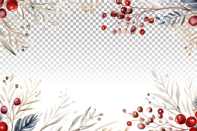 PSD aquarell-illustration winterpflanzen zweige rahmen für eine weihnachts-grüßkarte