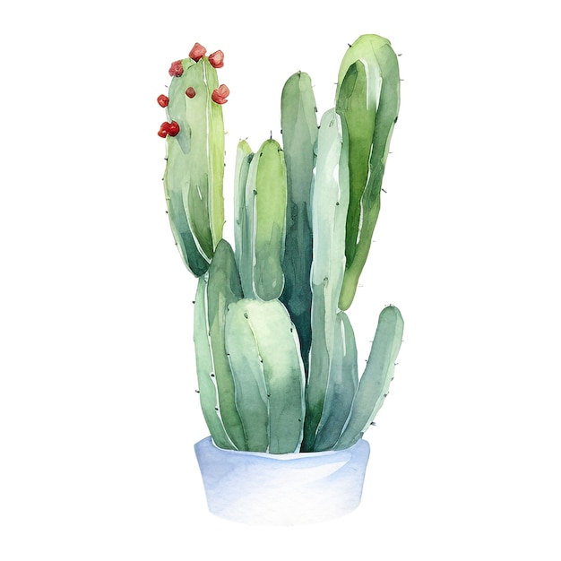 PSD aquarell-kaktus-illustration handgezeichnetes designelement auf weißem hintergrund