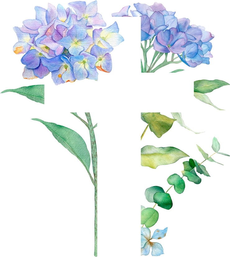 PSD aquarell katholisches kreuz blumendekor taufeinladungen