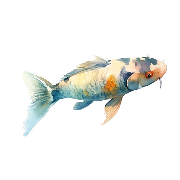 PSD aquarell koi karpfenfisch illustration handgezeichnetes designelement isoliert auf weißem hintergrund