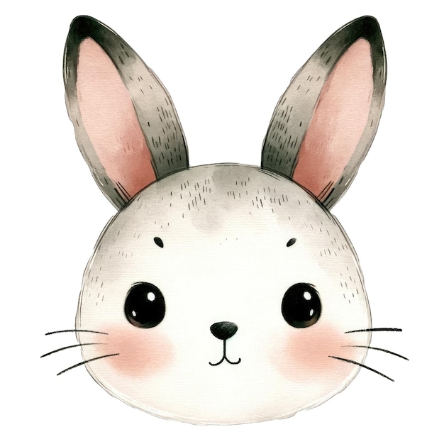 PSD aquarell mit süßem kaninchenkopf