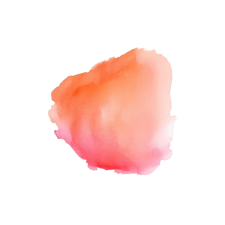 PSD aquarell pinselstrich pfirsich aquarell hintergrund isoliert auf weißem hintergrund