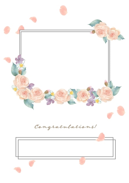 PSD aquarell rosa rosenblumenarrangements für einladung