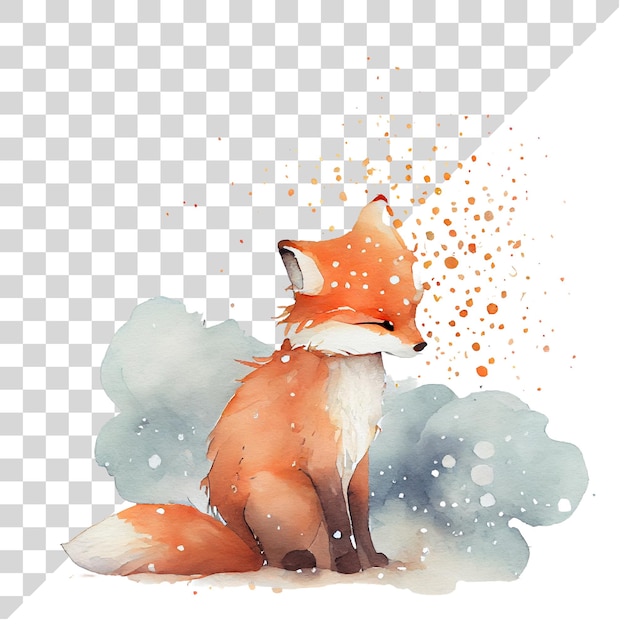 Aquarell schöne clipart roter fuchs auf durchsichtigem hintergrund