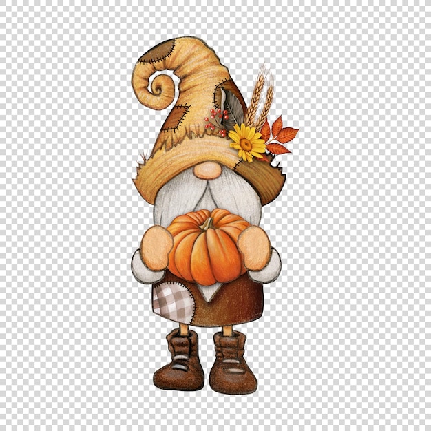 Aquarell schöne Herbst-Saison-Gnome