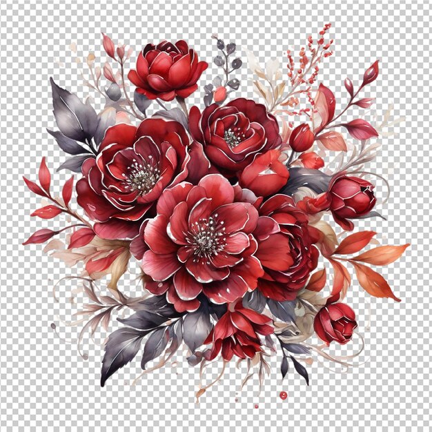 PSD aquarellblumen-bouquet-design mit blumen