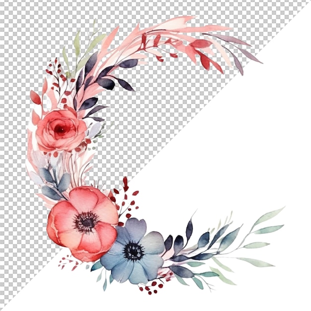 PSD aquarellblumenarrangements mit blumen