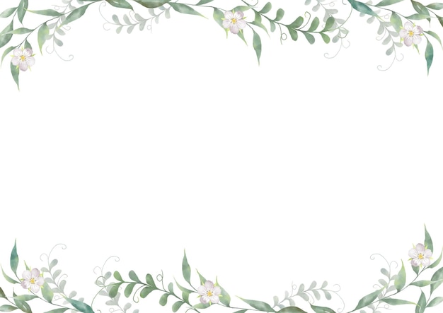 Aquarellblumenrahmen auf weißem Hintergrund