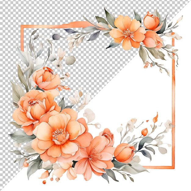 PSD aquarellblumenrahmen-design und hochzeitskarten-design