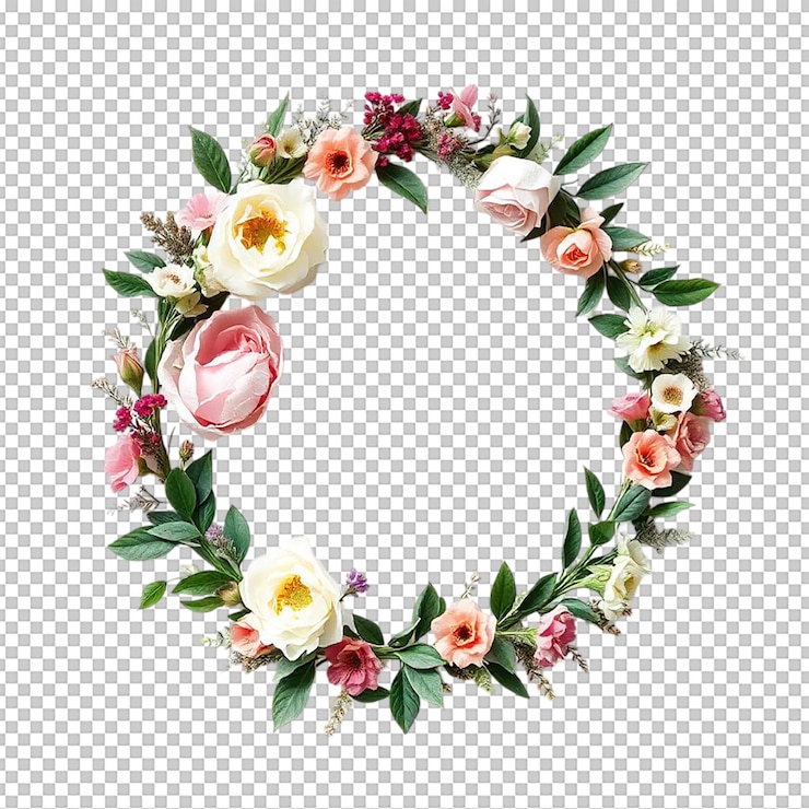 PSD aquarellblumenrahmen mit blumenillustration auf durchsichtigem hintergrund