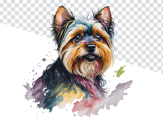 PSD aquarelle art beau chien yorkshire terrier sur fond transparent