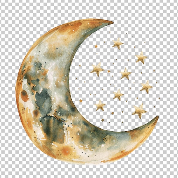 Aquarelle Au Croissant De Lune Isolée