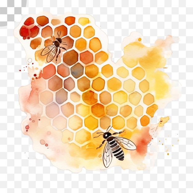 Aquarelle Au Nid D'abeille Sur Fond Transparent